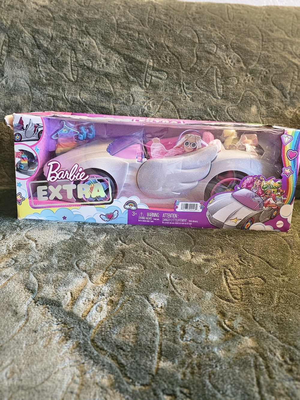 Barbie "Extra" Silver Glitter Winged Convertible Car with Doll And Accesories
